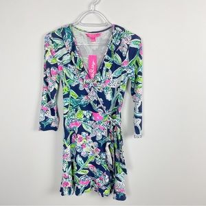 Lilly Pulitzer Jessalynne Romper Dress Bright Navy Sway This Way Size XXS